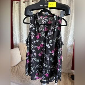 Vince Camuto black sleeveless floral top